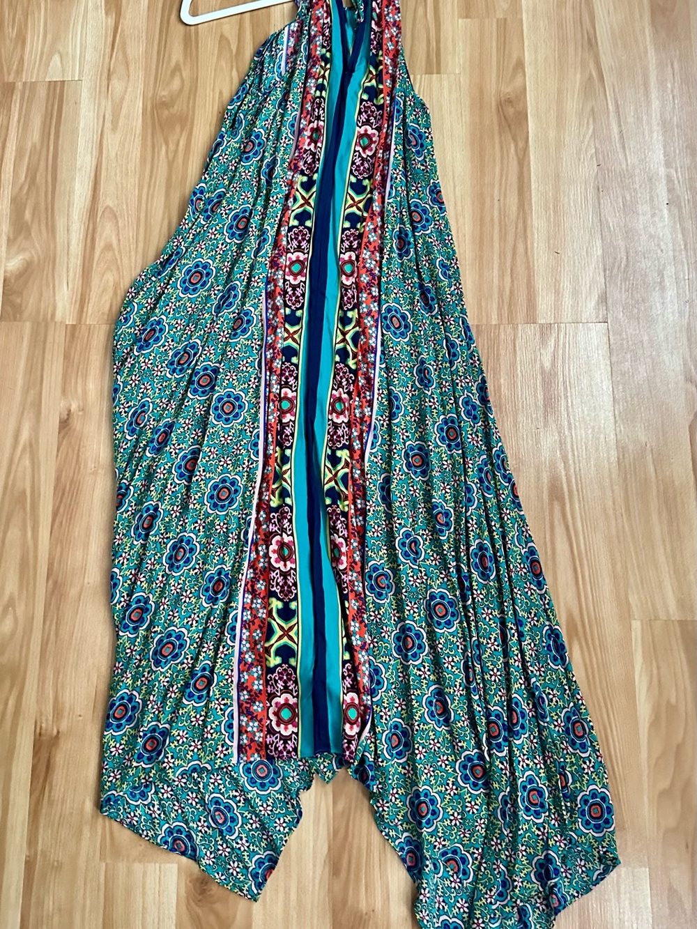 Anthropologie Green Floral Asymmetrical Maxi Dress - Picture 4 of 5
